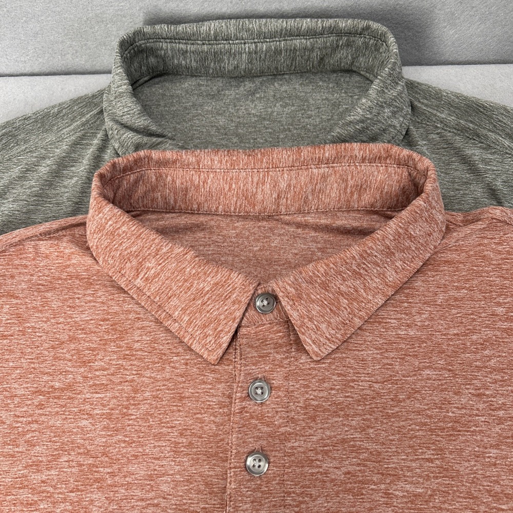 Lot of 2 Vuori Polo Shirts Men Medium Strato Tech Performance Heathered V188